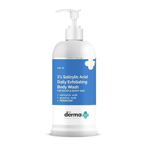 The Derma co 1% Salicylic Acid Daily Exfoliating Body Wash with Salicylic Acid , Glycolic Acid & PENTAVITIN®  250ml